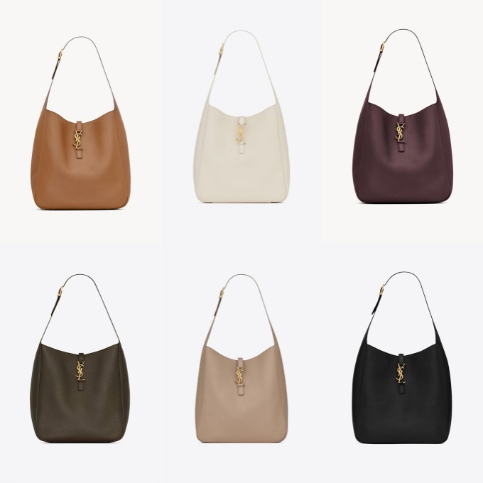 9a+ysl saint laurent le 5 a 7 large grained leather soft hobo bag